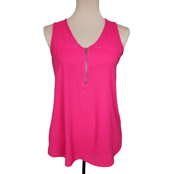 Tempted Hot Pink Medium Zip Tank Top - Picture 1 of 5
